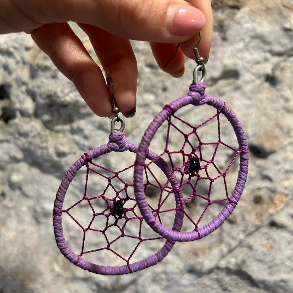 Purple Dreamcatcher Earrings